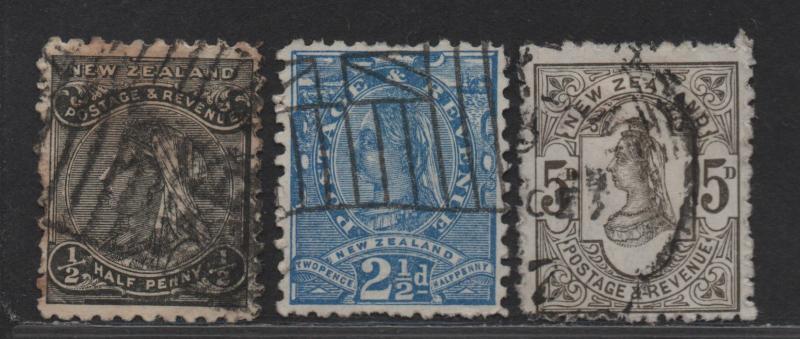 $New Zealand Sc#67A-69 used, fine, complete set, Cv. $404.50