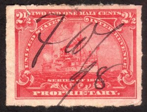 1898, US 2 1/2c, Proprietary, Used, fault, Sc RB28