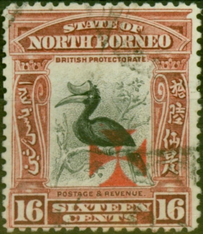 North Borneo 1916 16c Brown-Lake SG198 Fine Used 