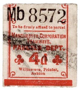 (I.B) Manchester Corporation Trams : Railway Parcel 4d