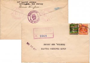 United States New Jersey Trenton Registered 1941 violet double ring  8c Van B...