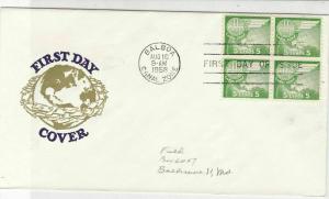 Canal Zone 1958 Balboa Cancel Globe+ Wing FDC Stamps Block Cover Ref 25165