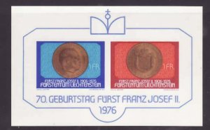 Liechtenstein-Sc#590- id8-unused NH sheet-Coins-1976- 