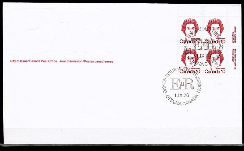 CANADA 1976 Queen Elizabeth  II  FDC - BLOCK OF 4