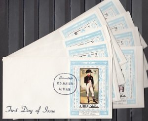 Ajman, Mi cat. 685-692 C. Napoleonic Uniforms s/sheets. 8 First day covers.