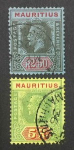 MOMEN: MAURITIUS SG #239-240 1922-4 USED £128 LOT #64049