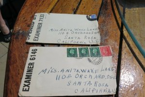 2 Censored Examiner Special Sweetheart Letters inside Scotland to USA No Rerseve