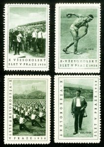 Czechoslovakia Stamps VF Lot of Four 1938 Olympic Labels