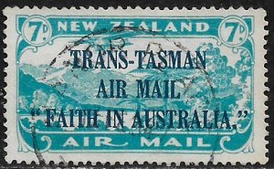 New Zealand #C5 Used Stamp - First Airmail Flight Overprint