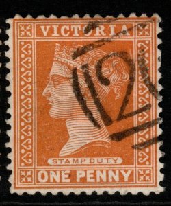 VICTORIA SG313e 1890 1d BRIGHT YELLOW-ORANGE USED