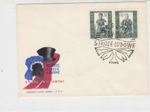 Poland 1960 Polish Folk Costumes +  Slogan Cancel FDC Stamps Cover ref 22969