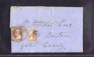 US 136L10 Swarts' City Dispatch 1853 & US 11 on folded letter NY to Yate...