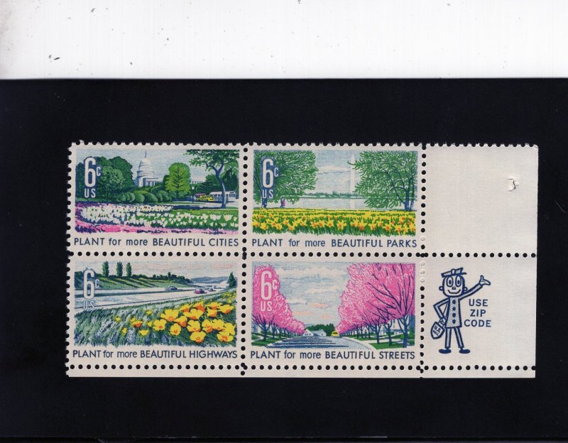 1365-1368 Beautiful America, MNH LR-ZIP blk/4