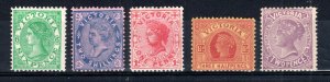 Australia - Victoria 1901-10 Queen Victoria  SG 380, 382, 385b, 386b, 387 MLH/MH