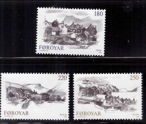 FAROE ISLANDS Scott 83-85 Sketches by Reyni set 1981