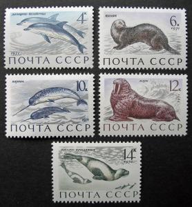 Russia 1971 #3882-3886 MNH OG Russian Sea Mammals Otter Dolphin Seal Set $12.50!