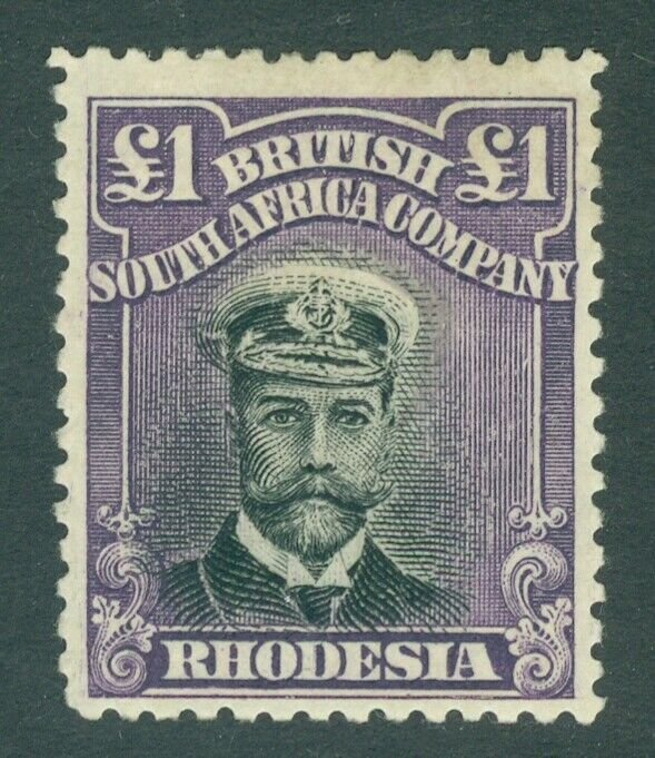 SG 242 Rhodesia 1913-17. £1 black & violet. A fine fresh mounted mint example...