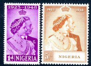 NIGERIA-1948 Royal Silver Wedding Set Sg 62-63 LIGHTLY MOUNTED MINT V17444