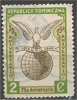 DOMINICANA,  1950, used 2c , UPU, Scott 434