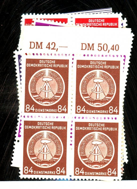 GERMAN DDR O2 7 9 13 17 MINT BLOCKS FVF OG NH Cat $150