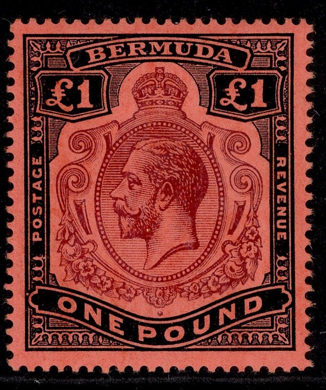 BERMUDA GV SG55, £1 purple & black/red, NH MINT. Cat £250. WMK MULT CA