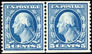 US Stamps # 355 MH F-VF Line Pair Scott Value $1,500.00