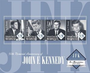 Micronesia 2013 - President John F. Kennedy - Sheet of 4 Stamps Scott 1012 - MNH