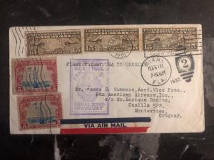 1930 Miami Fl USA First Flight cover FFC to PAA Montevideo Uruguay FAM 9