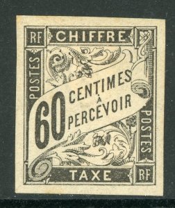 France Colonies 1884 Postage Due 60¢ Black Sc# J11 Mint D691