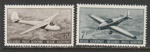 1951 Belgium - Sc C13-4 - MNH VF - 2 single - Glider/Tipsy Plane