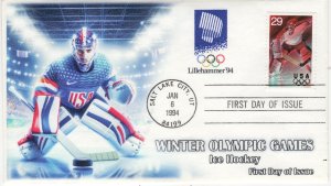 AO-2811-3, 1994, Winter Olympics, First Day Cover, Standard Postmark, Add-on Ca