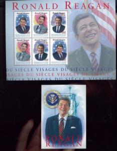 RONALD REAGAN Stamp Sheet Set x2 MNH - Guinea E78