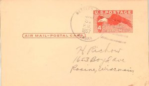 United States Alaska Bettles Field 1957 4f-bar  Type 1  Postal Card  Small di...