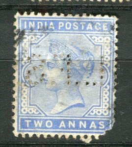 INDIA; 1880s classic early QV Wmk. issue 2a. fair Postmark + PERFIN