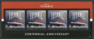 Titanic Stamps Canouan Gren St Vincent 2013 MNH Centennial Ships 4v M/S