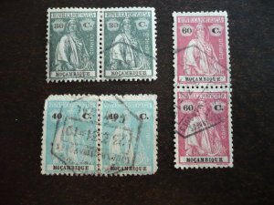 Stamps - Mozambique - Scott#191M,191N,191Q - Used Pairs of Stamps