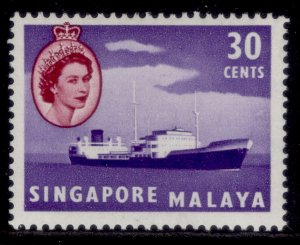 SINGAPORE QEII SG48, 30c violet & brown-purple, LH MINT.