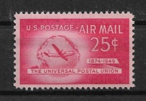 1949 ScC44 25¢ Stratocruiser & Globe MNH