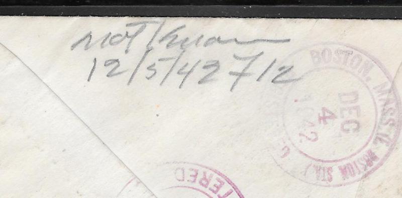 Just Fun Cover #899,1015 Registered Cover From Boston Mass. DEC/3/1942 (my5199)