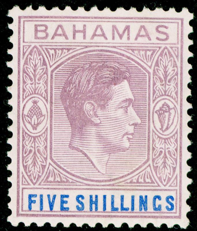 BAHAMAS SG156, 5s lilac & blue, LH MINT. Cat £170. WMK SCRIPT CA. 