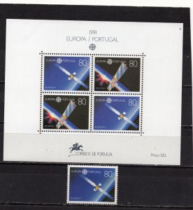 PORTUGAL 1991 SPACE SET OF 1 STAMP & S/S MNH