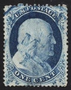 US Stamp #23 1c Blue Franklin Type IV  USED SCV $575