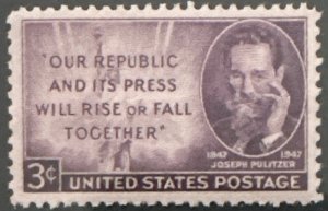 Scott #946 1947 3¢ Joseph Pulitzer MNH OG XF