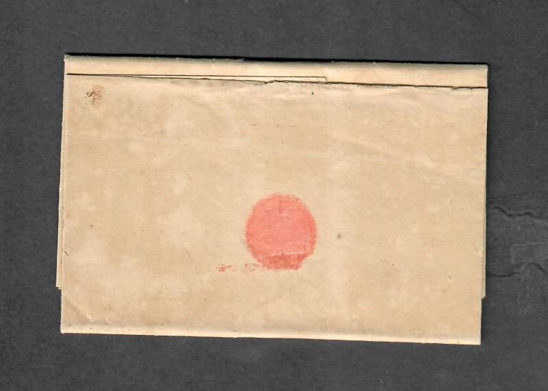 Rare 1830 Stampless Cuba Cover Puerto Principe Red H/S Cancel Habana Letter