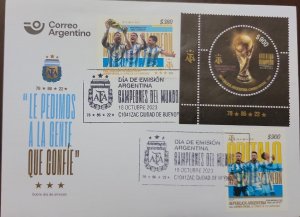 D)2023, ARGENTINA, FIRST DAY COVER, ISSUE, FOOTBALL, ARGENTINA, WORLD