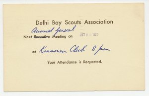 Postal stationery Canada 1957 Invitation - Delhi Boy Scouts Association