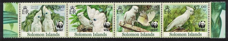 Solomon Is. Cockatoo Parrot 'Cacatua ducorpsii' Bird WWF Strip 2012 MNH