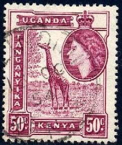 Giraffe, Kenya, Uganda & Tanzania stamp SC#110 used