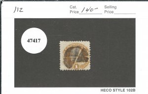 1c Franklin Pictoria Issue, Sc #112, used, Cat. $140 (47417)