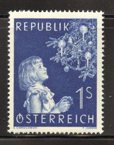 Austria Scott 597 MNHOG - 1954 Child and Christmas Tree - SCV $4.00